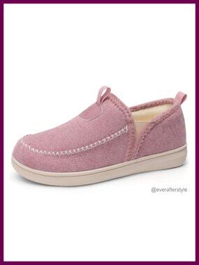 Wide Toe Box Memory Foam Slippers Imitation Felt Slip-On House Shoes